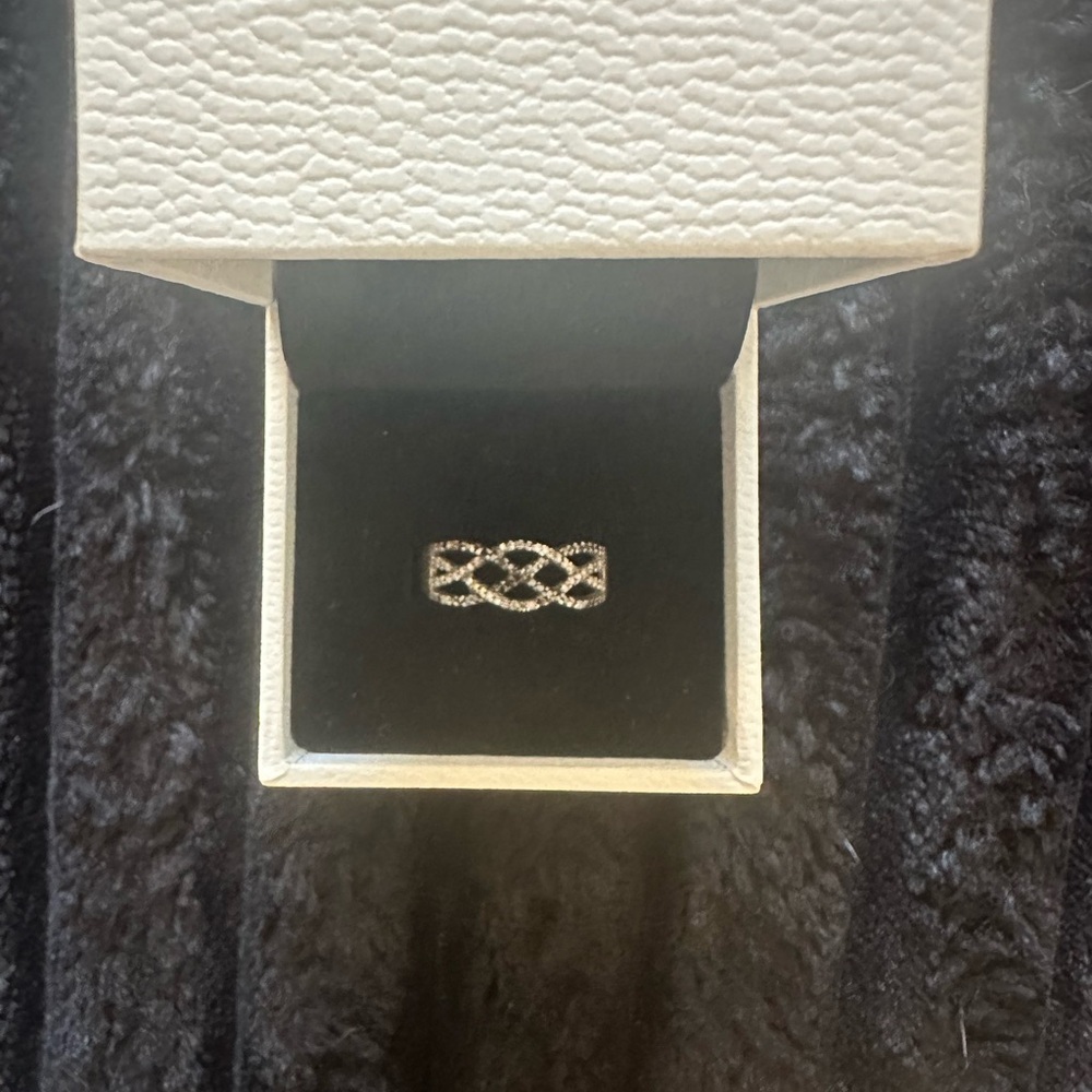 Zales Braided Sterling Silver Black and White Diamond Ring